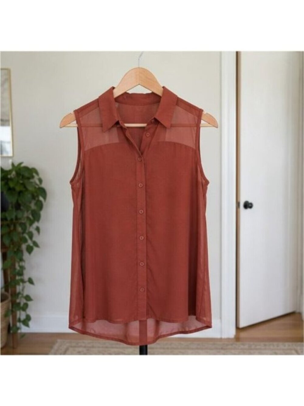 Rust Ruffle Blouse
